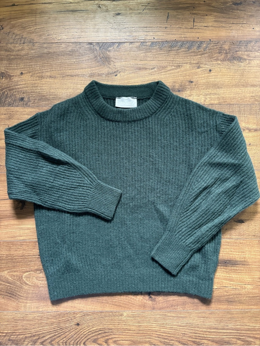 Everlane Dark Green Ribbed Crewneck Sweater